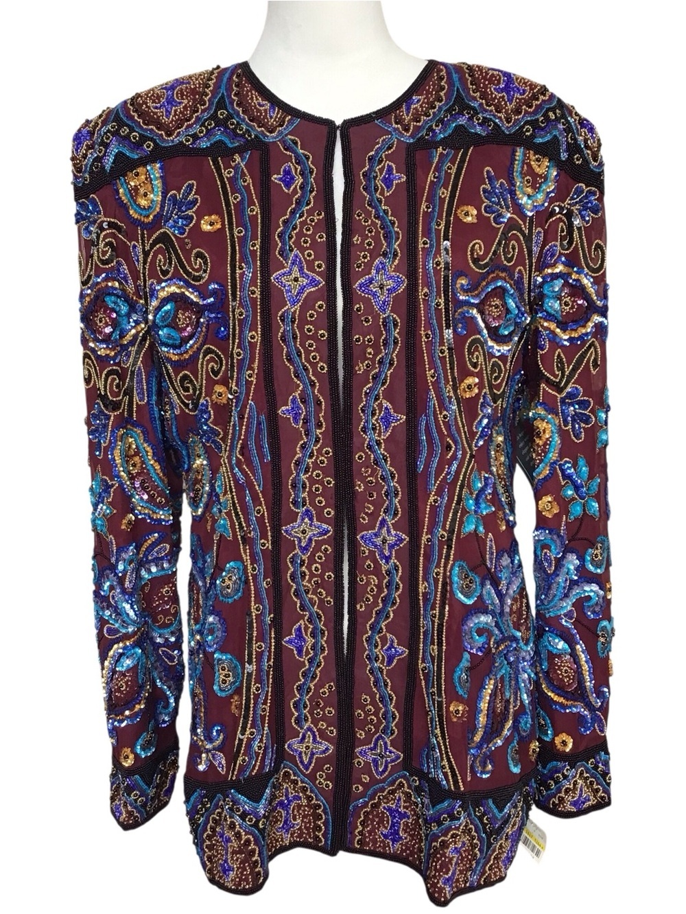 Niteline By Della Roufogali Vintage Silk Jacket in Poppy Multi NEW